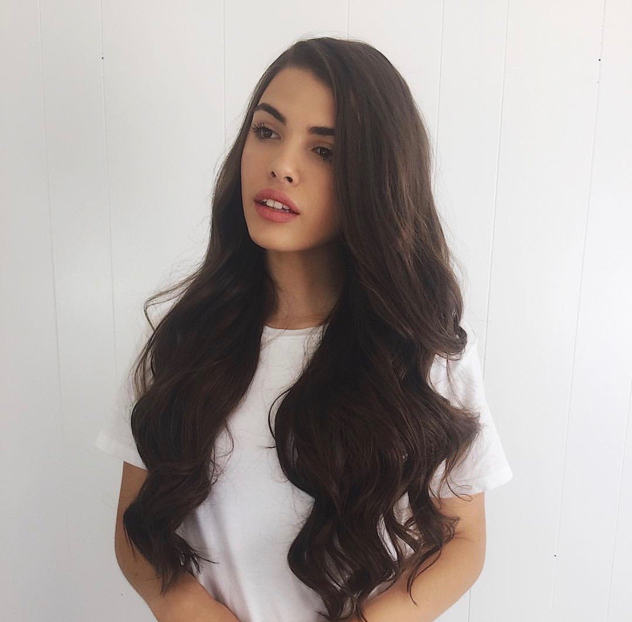 emilee hembrow long pony tail hair extensions dark brown | dark brown pony tail hair extensions | remy ponytail hair extensions