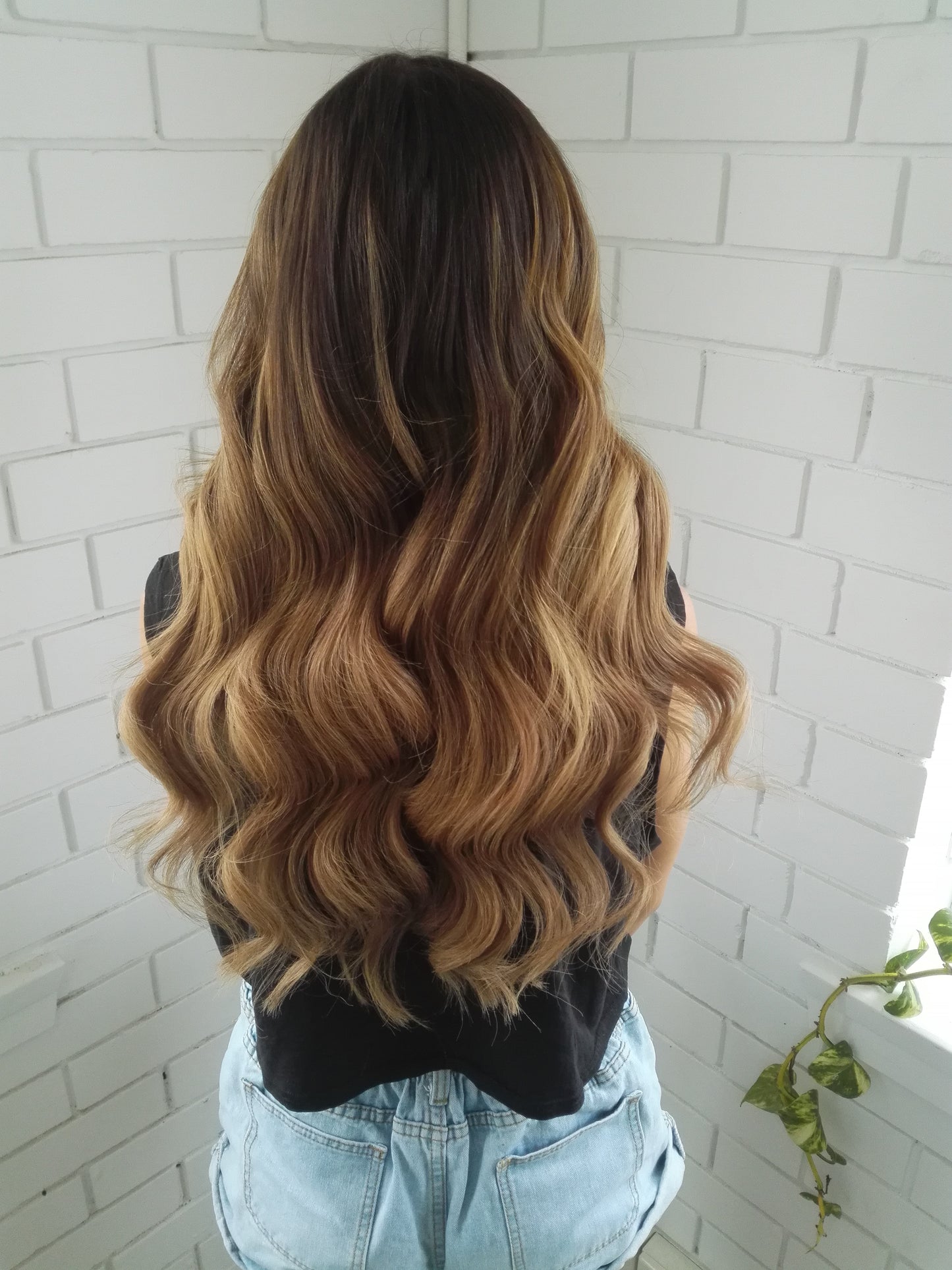 Kit Kat #1B-17 Balayage Clip In Hair Extensions 20-inch