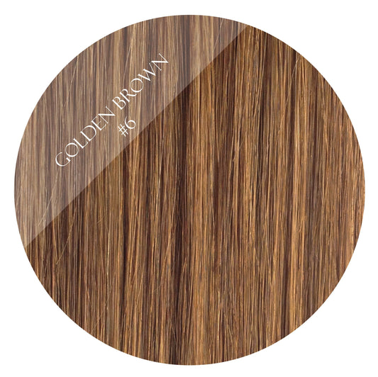 golden brown #6 clip in hair extensions 22inch deluxe