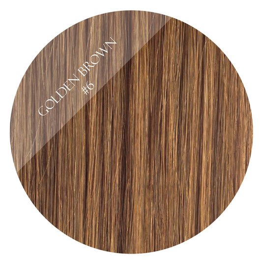 golden brown #6 weft hair extensions 20inch deluxe