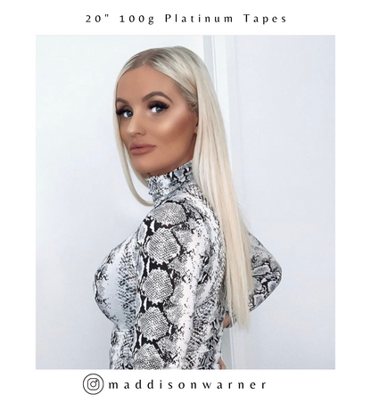 Platinum Blonde Tape Hair Extensions 20-inch