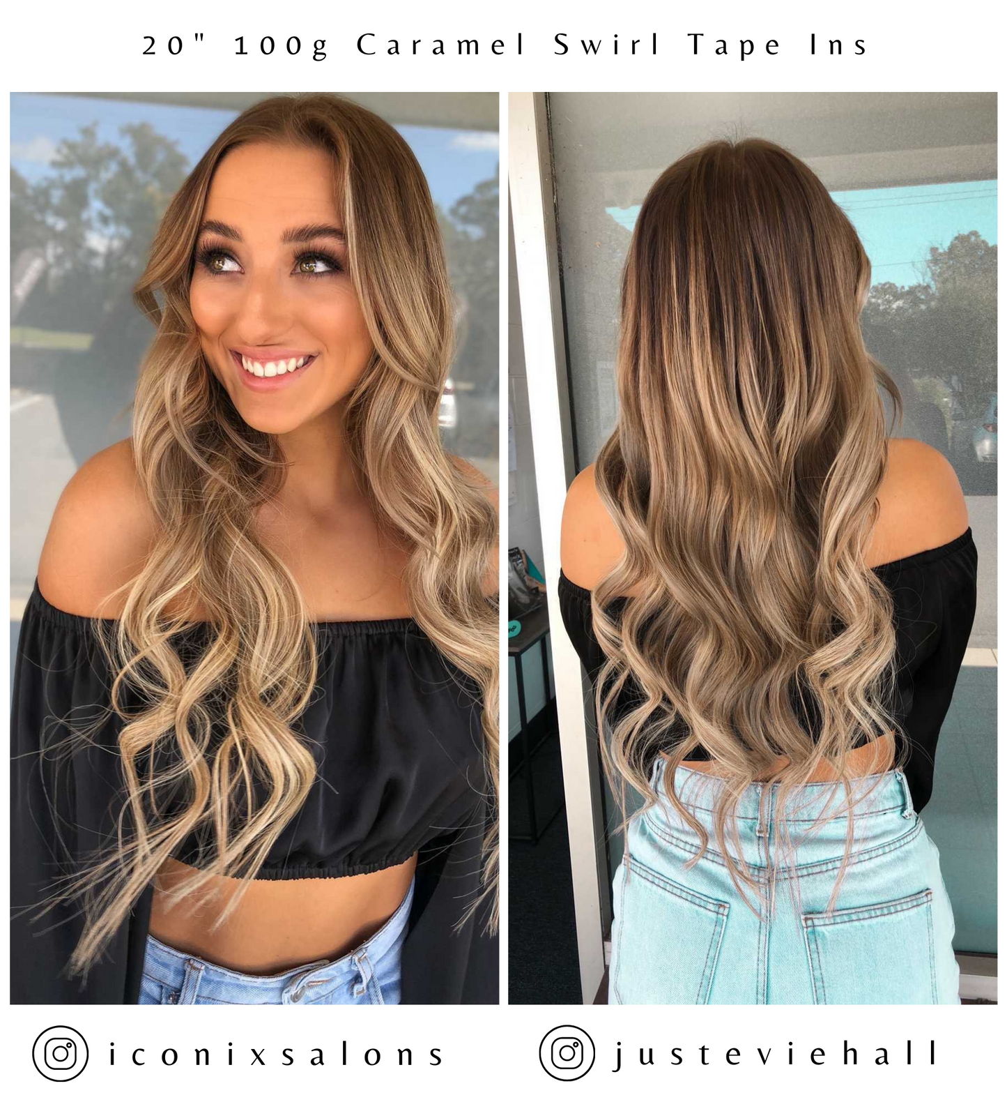 Caramel Swirl #12/613 Weft Hair Extensions 20-inch