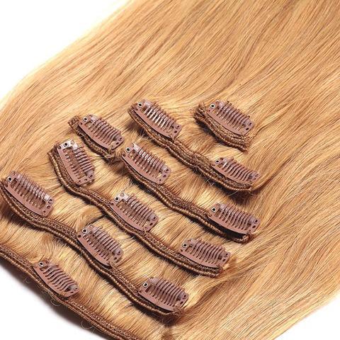 Minque Hair golden brown #6 clip in hair extensions 26inch classic