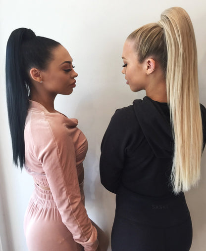 Hemborws wearing Classic & Deluxe Ponytails (Please note shade is not Oreo) 