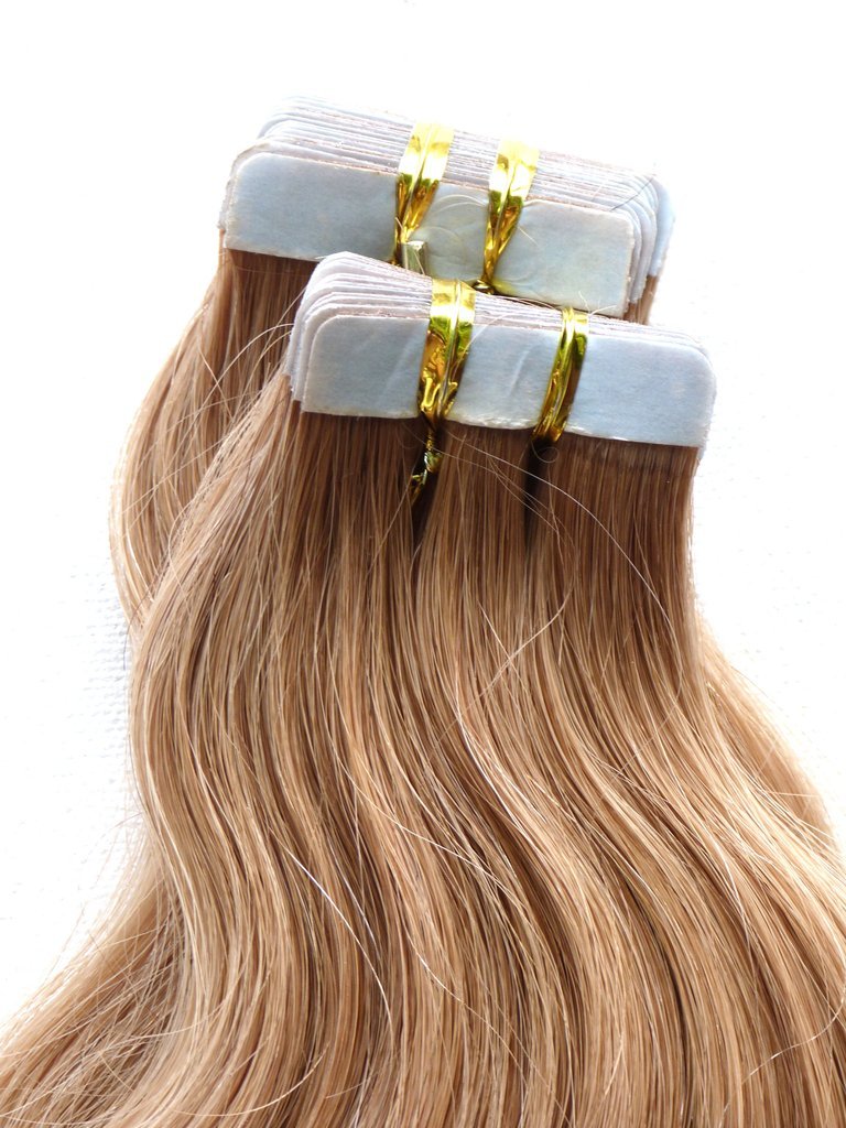 golden brown #6 tape hair extensions 26inch 20pcs - half head