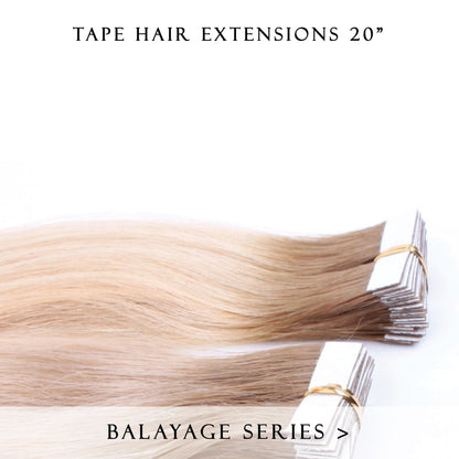 brownie points #1b-4 balayage tape hair extensions 20inch 20pcs - half head
