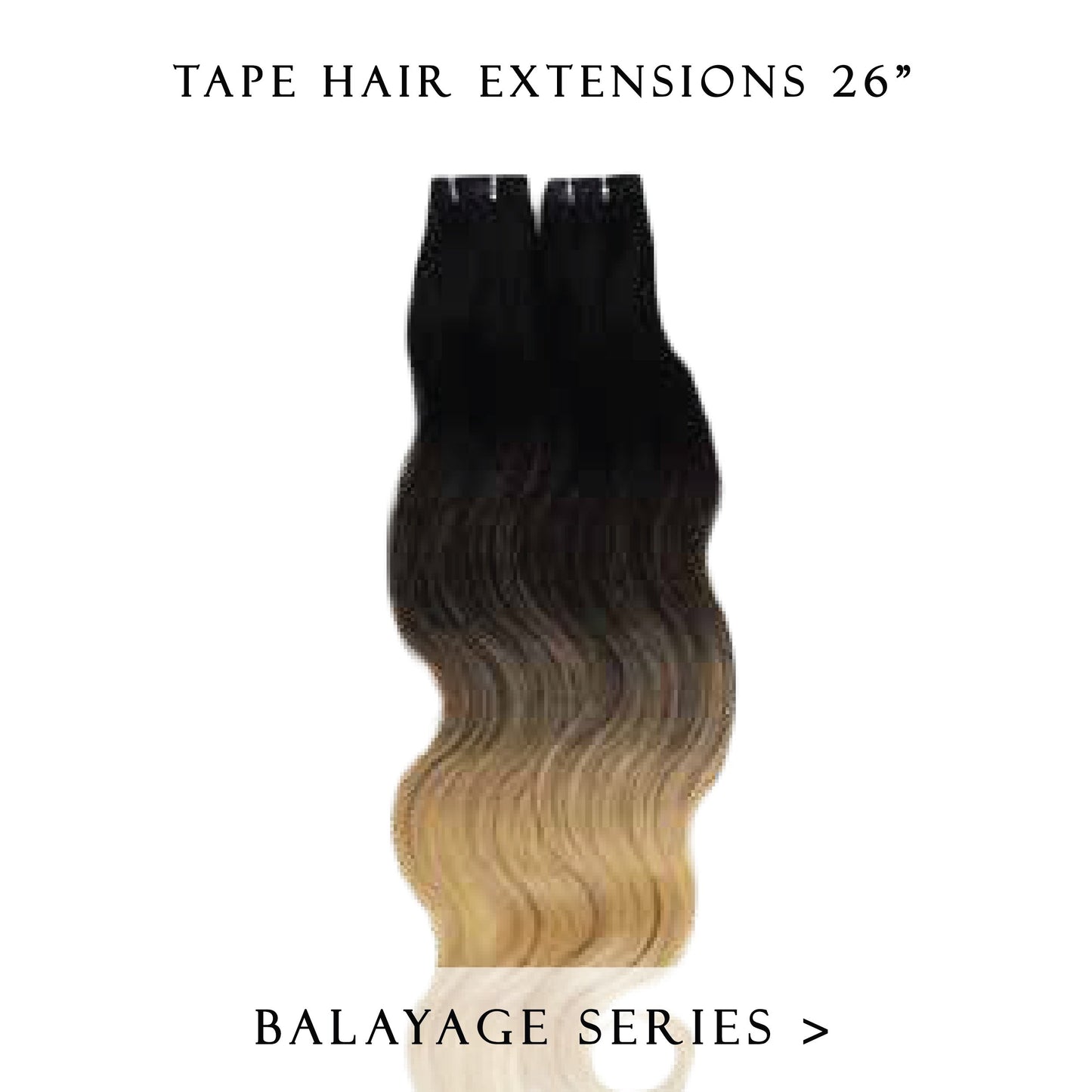brownie points #1b-4 balayage tape hair extensions 26inch 20pcs - half head