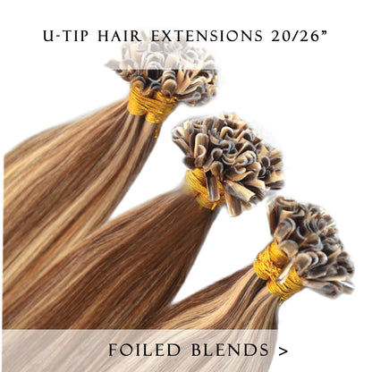 caramel swirl #12/613 fusion hair extensions 26inch 50pcs - half head